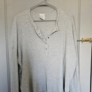 Aerie Offline Women's Waffle Knit Henley Gray Med